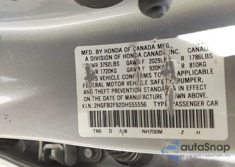 2013 Honda Civic Ex-L из США, поврежденный, VIN 2HGFB2F92DH555556